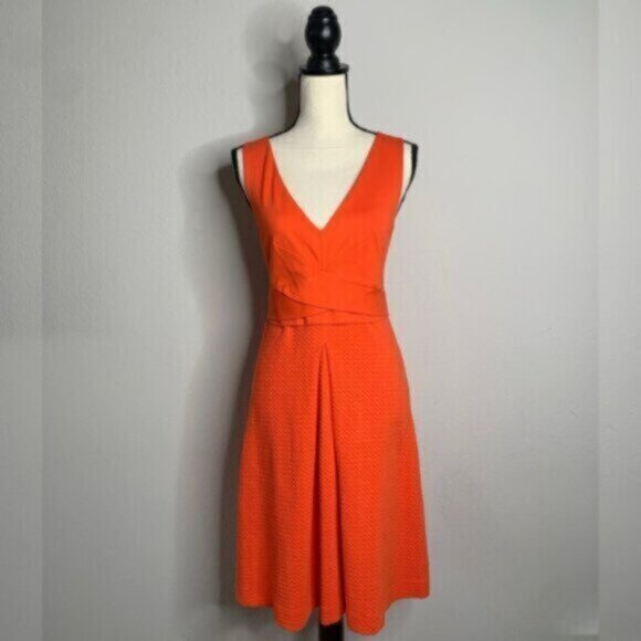 Anthropologie HD In Paris Orange Sleeveless Knee Length A Line Dress - Picture 12 of 17